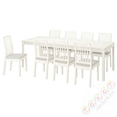 ⭐EKEDALEN / EKEDALEN⭐Таблица и 8 стулья, белый белый/Orrsta светло-серый, 180/240 cm⭐ИКЕА-29482852