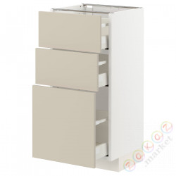 ⭐METOD / MAXIMERA⭐Напольный шкаф с 3 ящики, белый/Havstorp бежевый, 40x37 cm⭐ИКЕА-49426737