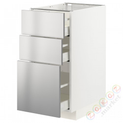 ⭐METOD / MAXIMERA⭐Напольный шкаф с 3 ящики, белый/Vårsta нержавеющая сталь, 40x60 cm⭐ИКЕА-29329898