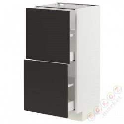 ⭐METOD / MAXIMERA⭐Напольный шкаф с 2 ящики, белый/Nickebo матантрацит, 40x37 cm⭐ИКЕА-49498258