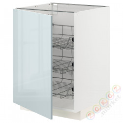 ⭐METOD⭐Гардероб с проволочной корзиной, белый/Kallarp jasnoсерый-синий, 60x60 cm⭐ИКЕА-49479014