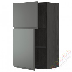 ⭐METOD⭐Навесной шкаф с полками/2 дверь, черный/Voxtorpтемно-серый, 60x100 cm⭐ИКЕА-79469396