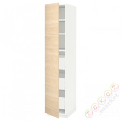 ⭐METOD / MAXIMERA⭐Высокий шкаф с ящики, белый/Askersund яркий узор ясеня, 40x60x200 cm⭐ИКЕА-49362212