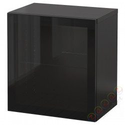 ⭐BESTA⭐Комбинация навесных шкафов, блеск/черный/Glassvik, 60x42x64 cm⭐ИКЕА-29439825
