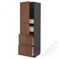 ⭐METOD / MAXIMERA⭐H пополам/4 шу/Drz/2 fr, черныйEnköping/коричневый орех, 60x60x200 cm⭐ИКЕА-79476434