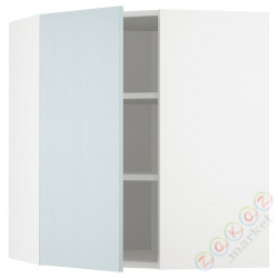 ⭐METOD⭐Навесной угловой шкаф с полками, белый/Kallarp jasnoсерый-синий, 68x80 cm⭐ИКЕА-79478777