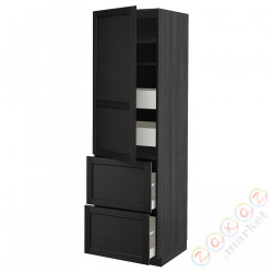 ⭐METOD / MAXIMERA⭐H пополам/4 шу/Drz/2 fr, черный/Lerhyttan черный морилка, 60x60x200 cm⭐ИКЕА-09377994