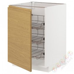 ⭐METOD⭐Гардероб с проволочной корзиной, белый/Voxtorpподражание. дуб, 60x60 cm⭐ИКЕА-89538115