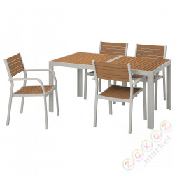 ⭐SJÄLLAND⭐Таблица +4 стулья, снаружи, светло-коричневый/светло-серый⭐ИКЕА-19252371