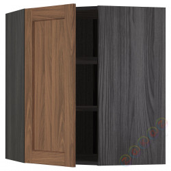 ⭐METOD⭐Навесной угловой шкаф с полками, черныйEnköping/коричневый орех, 68x80 cm⭐ИКЕА-29476752