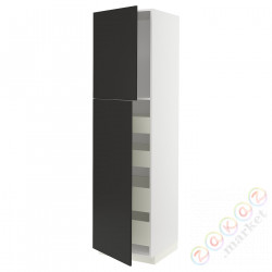 ⭐METOD / MAXIMERA⭐Шкаф, высота 2дверь/4лопата, белый/Nickebo матантрацит, 60x60x220 cm⭐ИКЕА-99497505