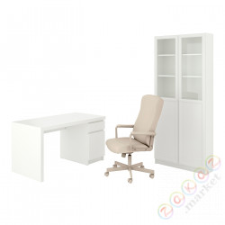 ⭐MALM/MILLBERGET / BILLY/OXBERG⭐Комбинация офисыko/Тишеfka, i cesło obrotowe белый/бежевый⭐ИКЕА-79436377