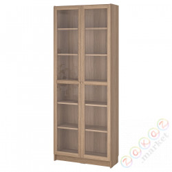 ⭐BILLY / OXBERG⭐Книжный шкаф na książki стаканане дверь, подражание. дуб, 80x30x202 cm⭐ИКЕА-99483320