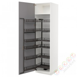 ⭐METOD⭐Высокий шкаф с wysuwaną spiżarką, белый/Bodbyn Серый, 60x60x220 cm⭐ИКЕА-59471951