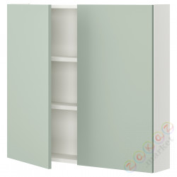 ⭐ENHET⭐настенный шкаф 2 полки/дверь, белый/бледно-серо-зеленый, 80x17x75 cm⭐ИКЕА-39496877