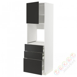 ⭐METOD / MAXIMERA⭐Кабинет высокой температуры/Drz/3 шу, белый/Nickebo матантрацит, 60x60x200 cm⭐ИКЕА-19498716