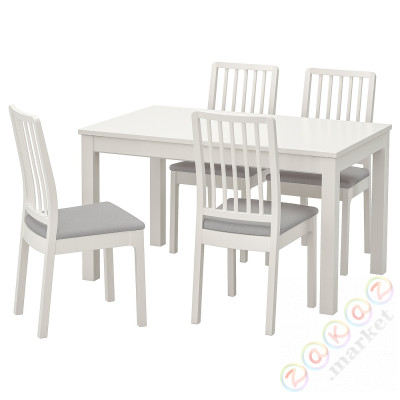 ⭐LANEBERG / EKEDALEN⭐Таблица и 4 стулья, белый/белый светло-серый, 130/190x80 cm⭐ИКЕА-89304791