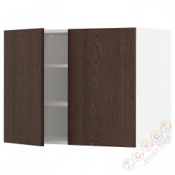 ⭐METOD⭐Навесной шкаф с полками/2 дверь, белый/Sinarp коричневый, 80x60 cm⭐ИКЕА-19461497