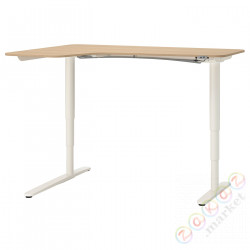 ⭐BEKANT⭐Угловой стол слева/сидеть/стоять, дубовый шпон, беленый/белый, 160x110 cm⭐ИКЕА-39282305