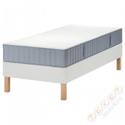 ⭐LYNGOR⭐Континентальная кровать, Valevåg жесткий/jasnoсиний белый, 90x200 cm⭐ИКЕА-49552387