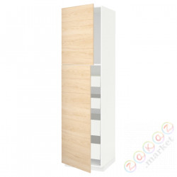 ⭐METOD / MAXIMERA⭐Шкаф, высота 2дверь/4лопата, белый/Askersund яркий узор ясеня, 60x60x220 cm⭐ИКЕА-99465991