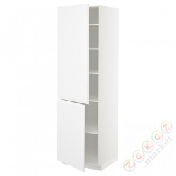 ⭐METOD⭐Высокий шкаф с полками/2Drz, белый/Voxtorpматовый белый, 60x60x200 cm⭐ИКЕА-99456411