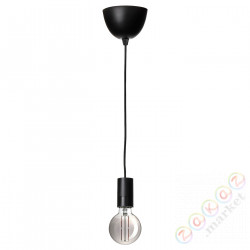 ⭐SUNNEBY / MOLNART⭐Подвесной светильник сżarówką, мяч/серое прозрачное стекло черный, 95 mm⭐ИКЕА-89478263