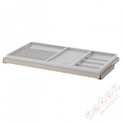 ⭐KOMPLEMENT⭐Выдвижная полка со вставкой, серо-бежевый/светло-серый, 100x58 cm⭐ИКЕА-99437088