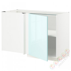 ⭐METOD⭐Угловой напольный шкаф с полкой, белый Järsta/блеск светло-бирюзовый, 128x68 cm⭐ИКЕА-59468595