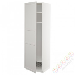 ⭐METOD⭐Высокий шкаф, полки/докторuciany, белый/Lerhyttan светло-серый, 60x60x200 cm⭐ИКЕА-89469230