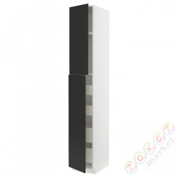 ⭐METOD / MAXIMERA⭐Шкаф, высота 2дверь/4лопата, белый/Nickebo матантрацит, 40x60x240 cm⭐ИКЕА-29498805