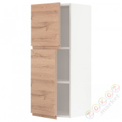 ⭐METOD⭐Навесной шкаф с полками/2 дверь, белый/Voxtorpподражание. дуб, 40x100 cm⭐ИКЕА-79465765