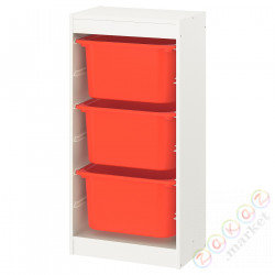 ⭐TROFAST⭐Книжный шкаф с контейнерами, белый/апельсин, 46x30x94 cm⭐ИКЕА-99533202