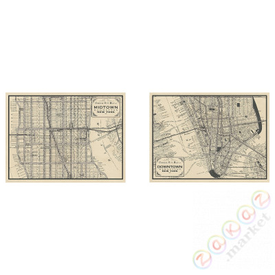 ⭐BILD⭐Плакат, Manhattan mapy, 40x30 cm⭐ИКЕА-90436130