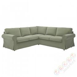 ⭐EKTORP⭐Чехол на угловой диван, 4-человек, Крючокebo серо-зеленый⭐ИКЕА-00565862