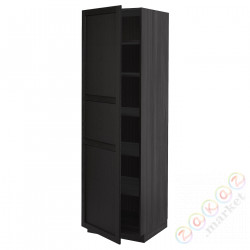 ⭐METOD⭐Высокий шкаф/полки, черный/Lerhyttan черный морилка, 60x60x200 cm⭐ИКЕА-69457431