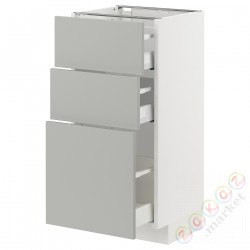 ⭐METOD / MAXIMERA⭐Напольный шкаф с 3 ящики, белый/Havstorp светло-серый, 40x37 cm⭐ИКЕА-49538971