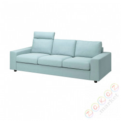 ⭐VIMLE⭐Диван 3-человекowa, с подголовником сширокийmi связаныokietnikami/Saxemara светло-синий⭐ИКЕА-09401461