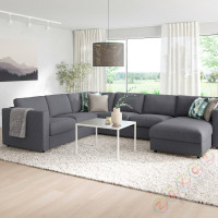⭐VIMLE⭐5-местный угловой диван, с шезлонгом/Gunnared средний серый⭐ИКЕА-39399584