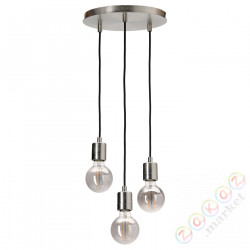 ⭐SKAFTET / MOLNART⭐Подвесной светильник сżarówką, никелированная серое прозрачное стекло, 95 mm⭐ИКЕА-79481893