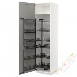 ⭐METOD⭐Высокий шкаф с wysuwaną spiżarką, белый/Lerhyttan светло-серый, 60x60x220 cm⭐ИКЕА-79472011