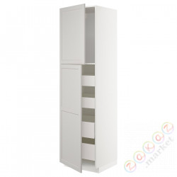 ⭐METOD / MAXIMERA⭐Шкаф, высота 2дверь/4лопата, белый/Lerhyttan светло-серый, 60x60x220 cm⭐ИКЕА-49458479