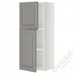 ⭐METOD⭐Навесной шкаф с полками/2 дверь, белый/Bodbyn Серый, 40x100 cm⭐ИКЕА-29458239