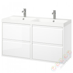 ⭐ANGSJON / BACKSJON⭐Шкаф umywalkowa/umywalka/baterie, глянцевый белый, 120x49x69 cm⭐ИКЕА-99528535