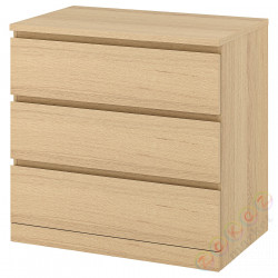 ⭐MALM⭐Комод, 3 ящики, дубовый шпон, беленый, 80x78 cm⭐ИКЕА-80403564