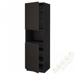 ⭐METOD⭐Ш x В ст микрофон 2Drz/половина, черный/Кунгсбака антрацит, 60x60x200 cm⭐ИКЕА-09466645