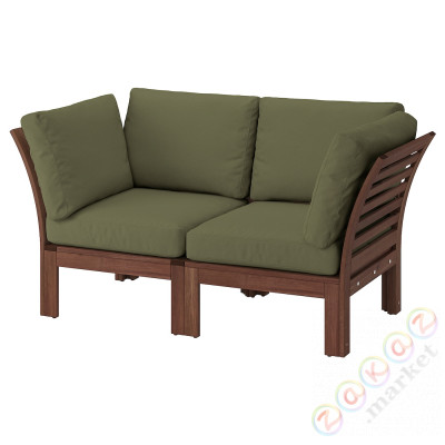 ⭐APPLARO⭐2-пассажирский модульный диван, снаружи, коричневое пятно/Frösön/Duvholmen темно-бежевыйowo-зеленый, 160x80x84 cm⭐ИКЕА-99413855