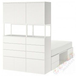 ⭐PLATSA⭐Каркас кровати 6 дверь+12 ящики, белый/Fonnes, 140x244x203 cm⭐ИКЕА-09324284