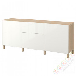 ⭐BESTA⭐Сочетание с ящики, подражаниеacja дуб bejcowанеgo na biało/Selsviken/Stubbarp блеск/белый, 180x42x74 cm⭐ИКЕА-99195678