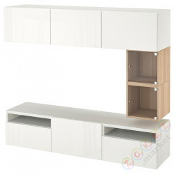 ⭐BESTA / EKET⭐Тумба под ТВ, белый/Selsviken gloss/белый, 180x42x166 cm⭐ИКЕА-29476766